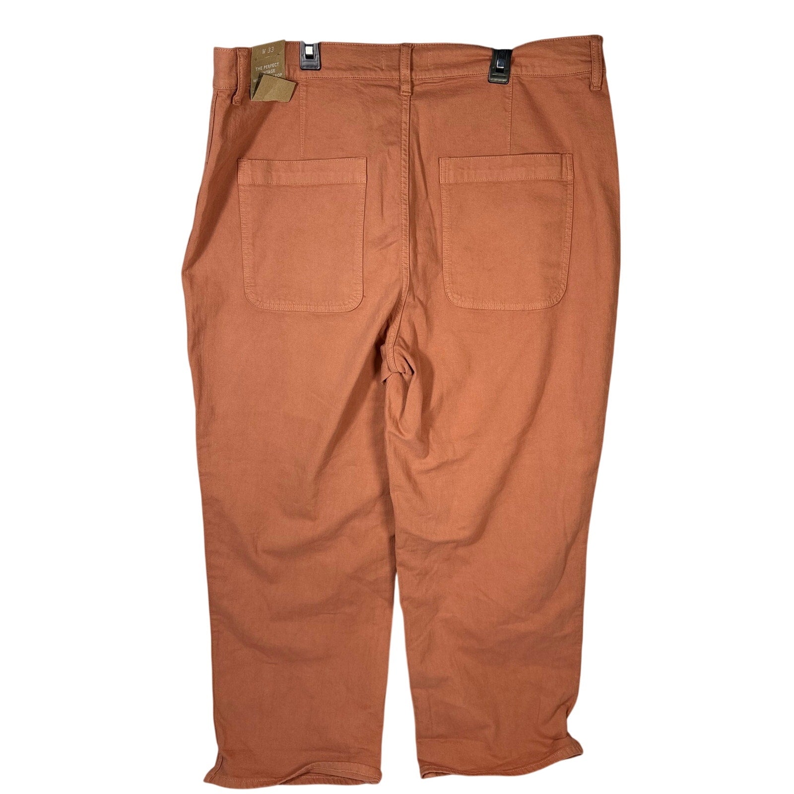 Madewell The Perfect Vintage wide-leg crop pants in terracotta, size 33, displayed flat with front view.