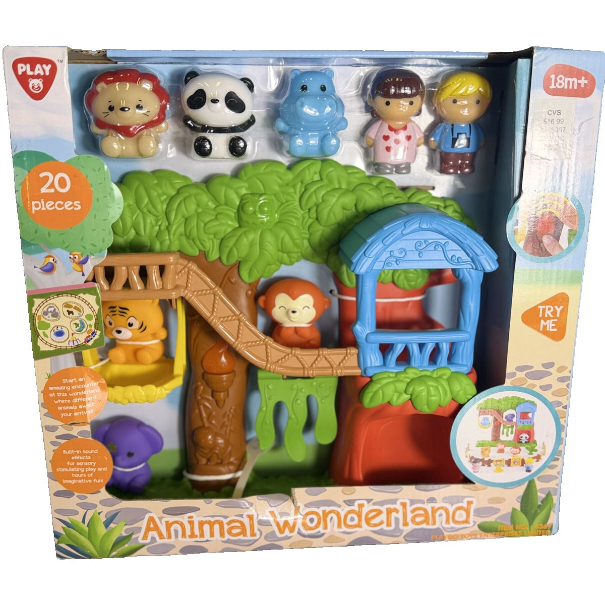 PlayGo Animal Wonderland Treehouse Playset – 20 Pc Zoo Animals, Figures & Fence with Sounds – Ages 18M+ #4367 (New in Box)