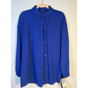 Nike 24.7 Women's blue Dri-FIT training button-front shirt, medium size, lightweight athletic top for women.