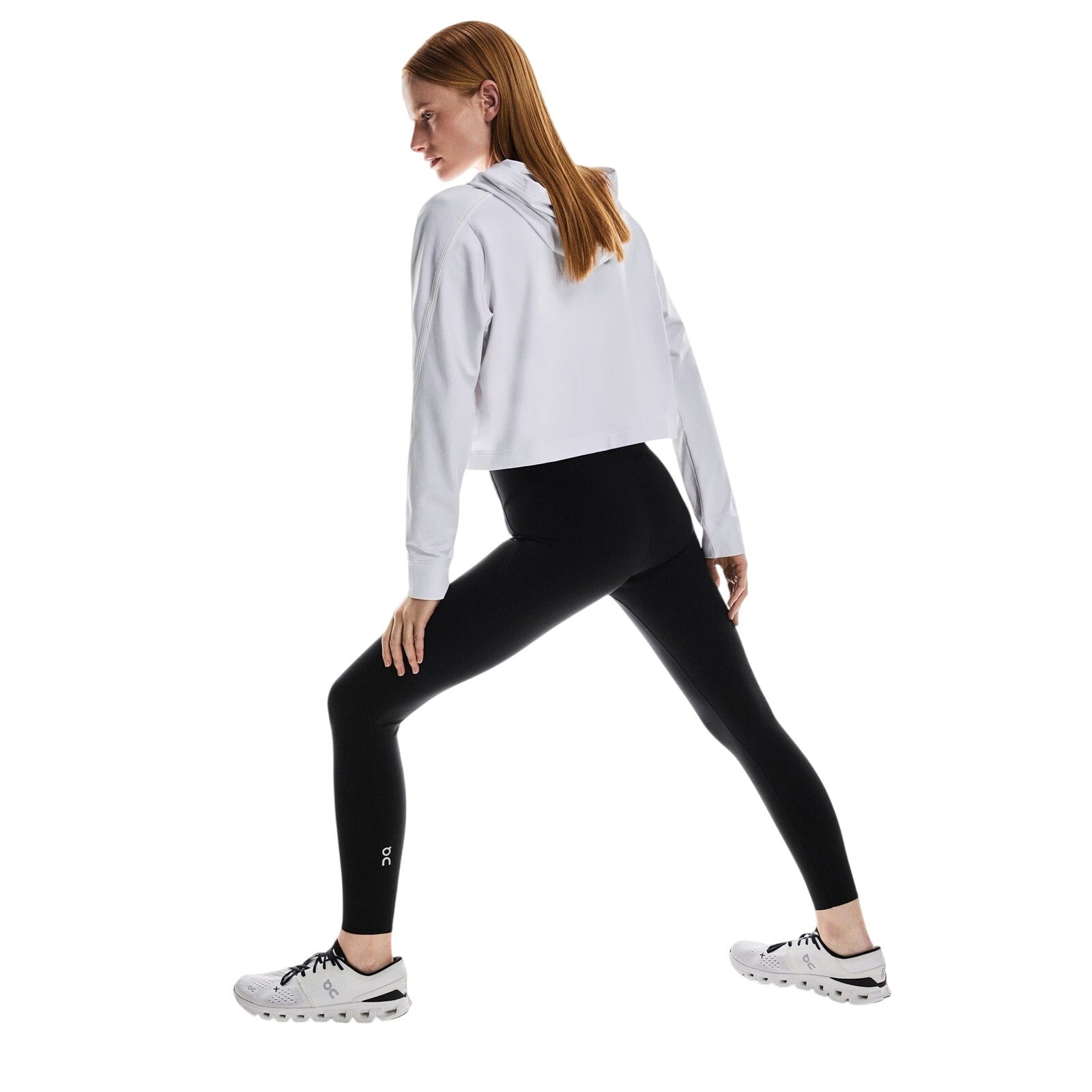 Black On Cloud Active tights for women, large size, showcasing fitted leggings with a smooth waistband and athletic design.