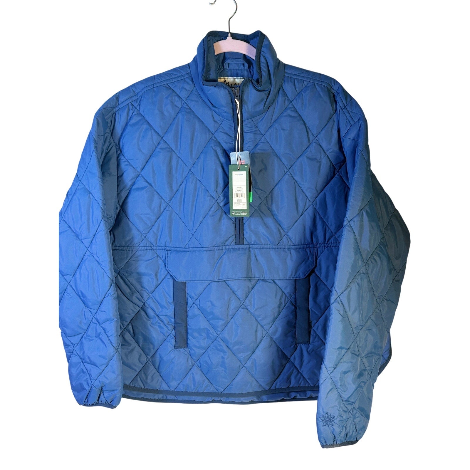 DSG Women's water-repellent quilted anorak jacket in Mountain Lake Blue, small size, with hood and quilted design.