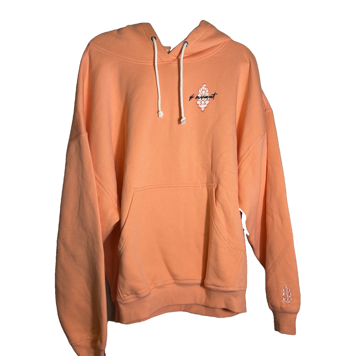 Women's oversized FP Movement Free People hoodie in Fruit Punch with logo, soft fabric, and relaxed fit, front view.