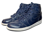 Men's Air Jordan 1 Retro High OG sneakers in Obsidian and White by Barry's X Nike, featuring classic high-top design and premium materials.