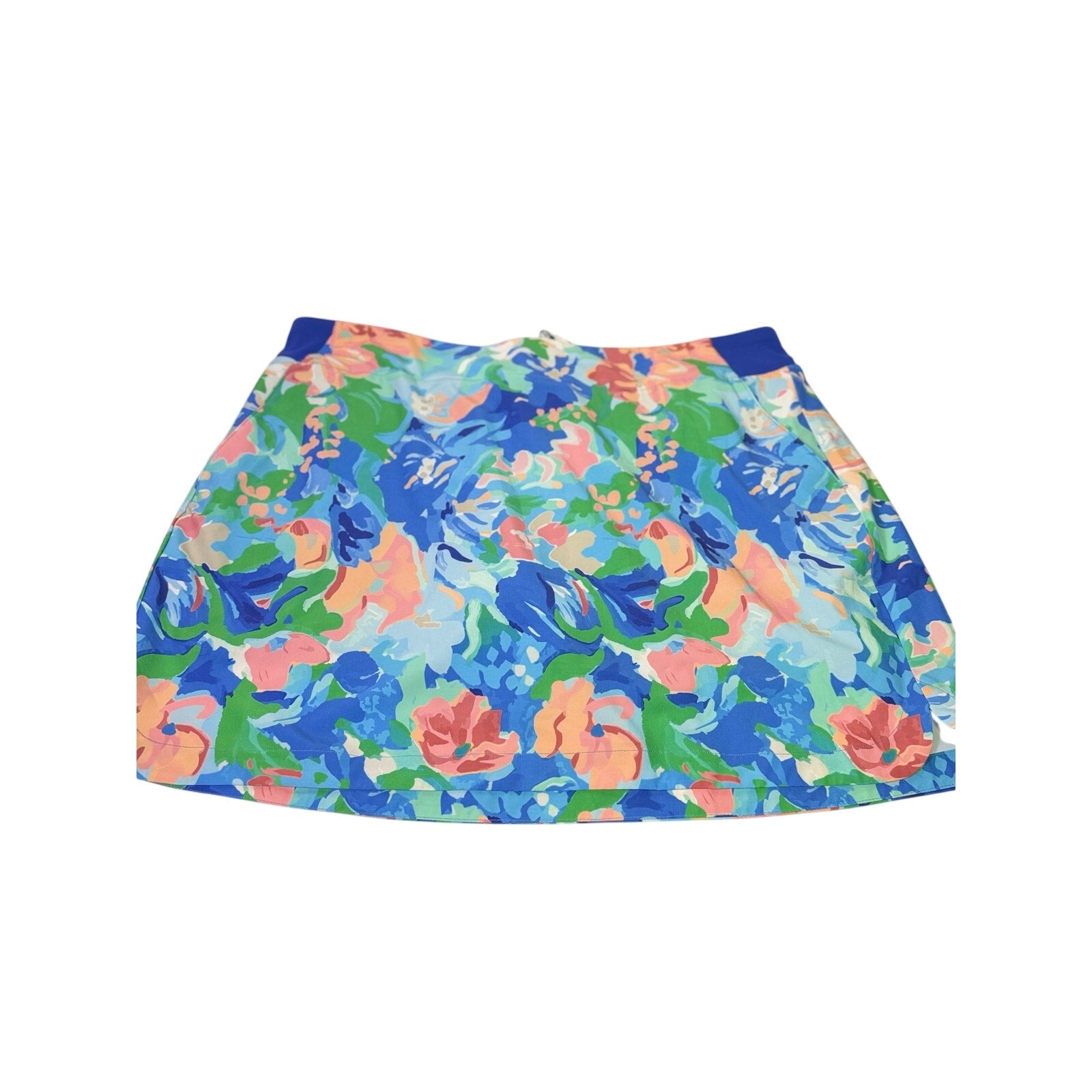 Walter Hagen women’s floral pull-on golf skort in size 2XL, 16-inch length, featuring a colorful floral pattern and comfortable fit.