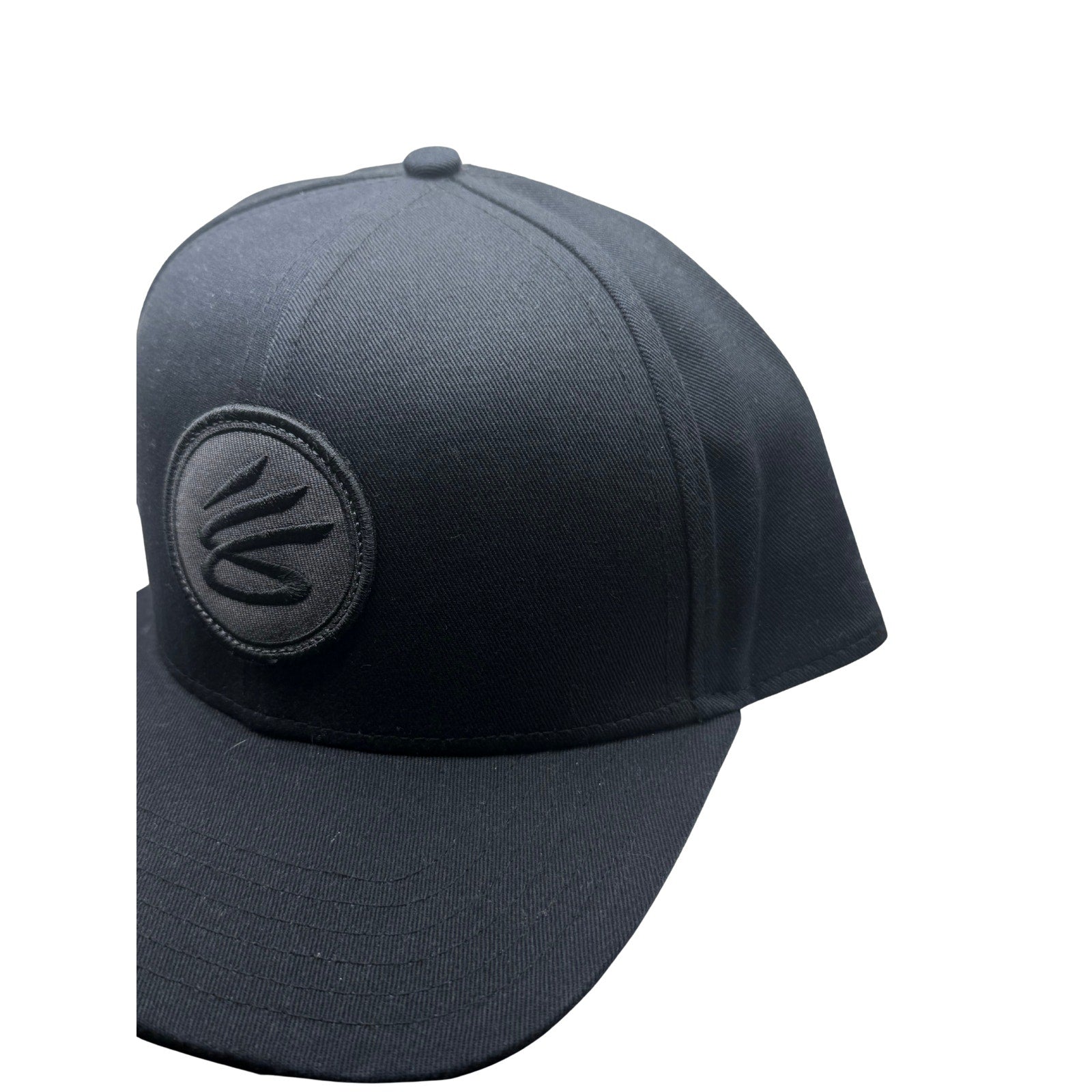 Curry Brand black snapback hat with adjustable strap and basketball-themed design, one size fits most, new with tags.