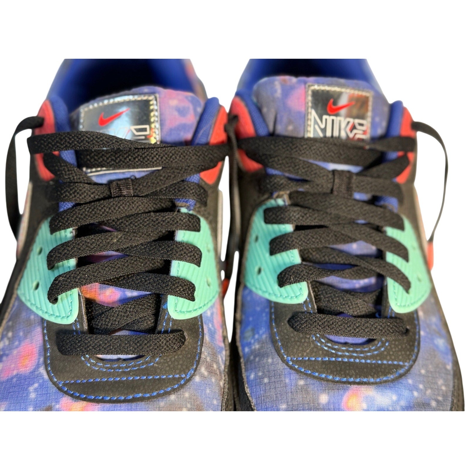 Nike Air Max 90 QS Galaxy Space Theme sneakers for men, US 11.5, showing the cosmic design and sporty silhouette.