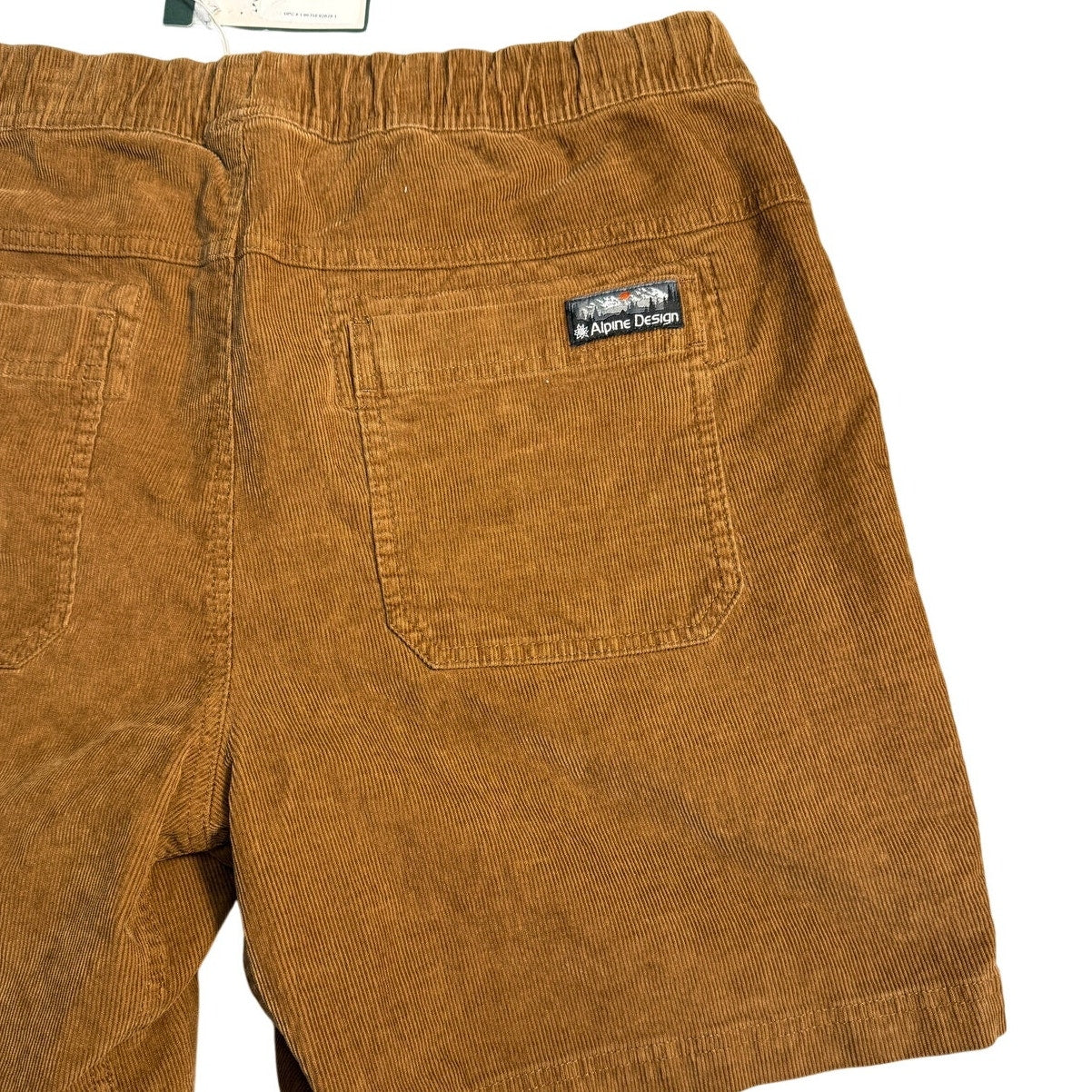 Alpine Design men's large roasted coffee corduroy shorts, front view showing relaxed fit and textured fabric.
