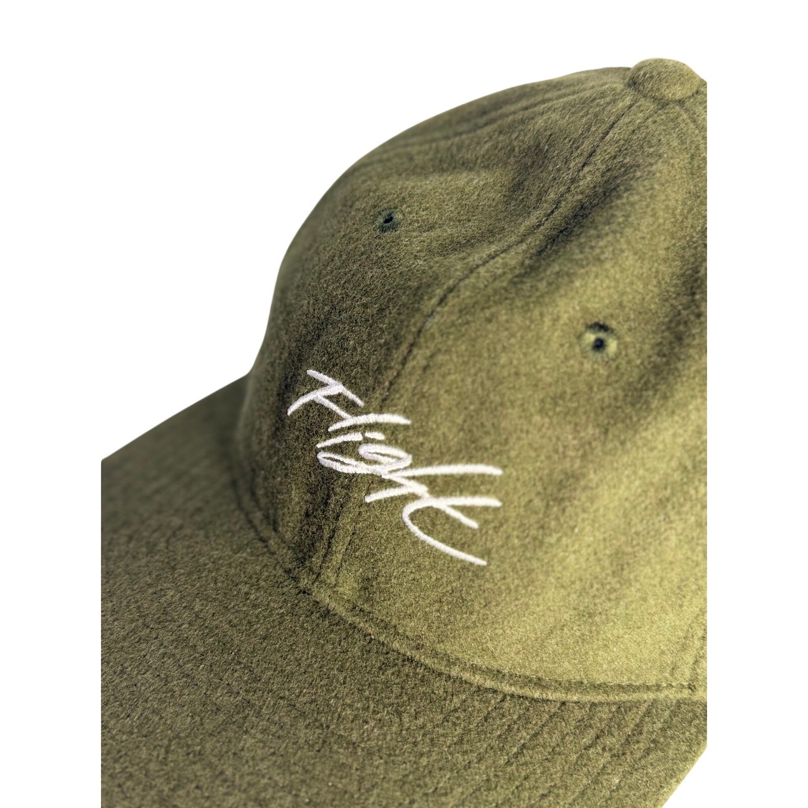 Jordan Flight adjustable strapback hat in olive green wool blend, unisex cap with embroidered logo and adjustable strap.