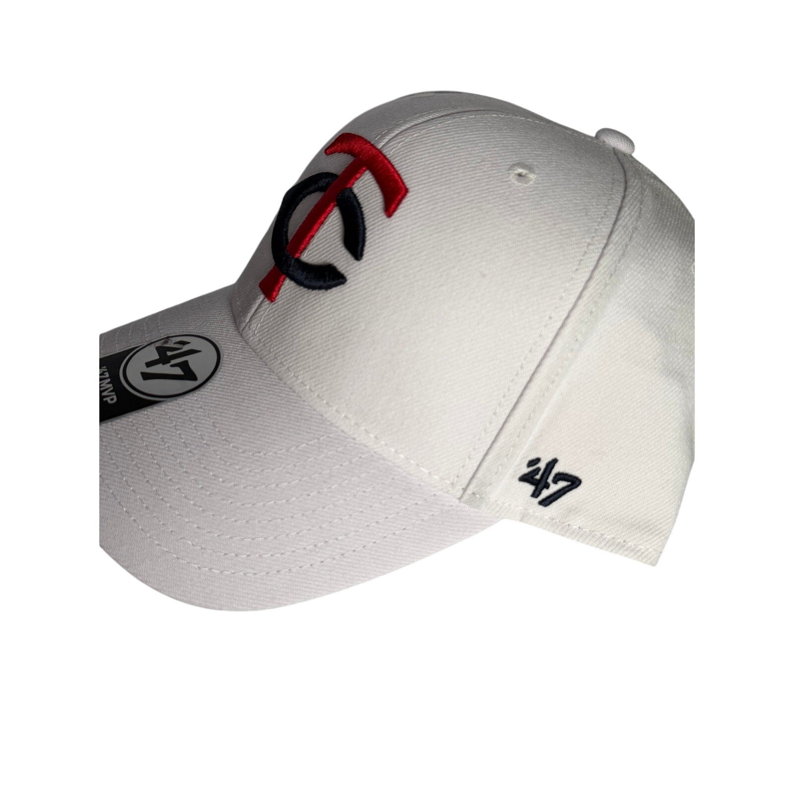 '47 Brand Minnesota Twins white MVP adjustable MLB baseball hat cap with team logo and structured design.