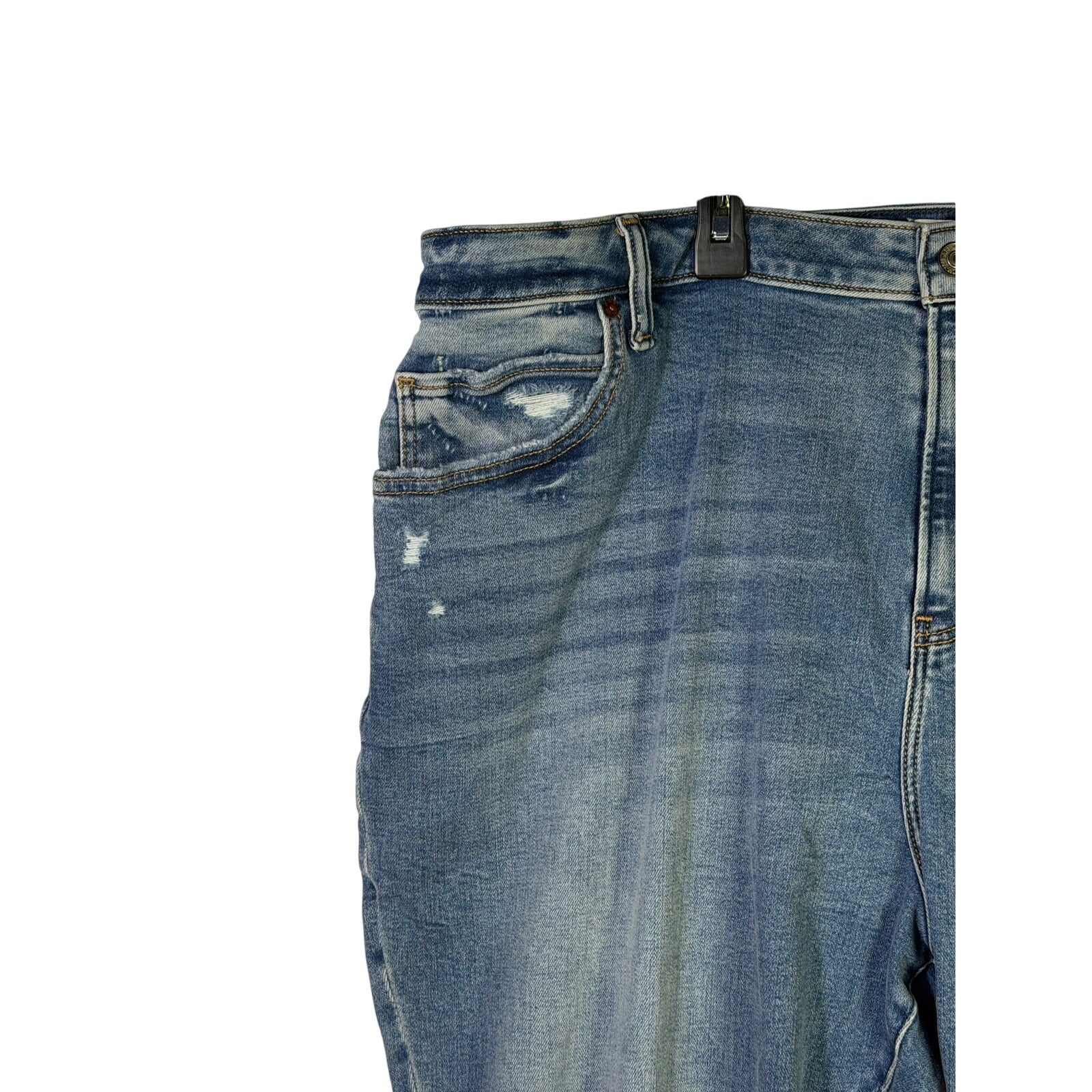 Abercrombie & Fitch Curve Love super skinny ankle jeans for women in size 24R, shown laid flat with front pockets visible.