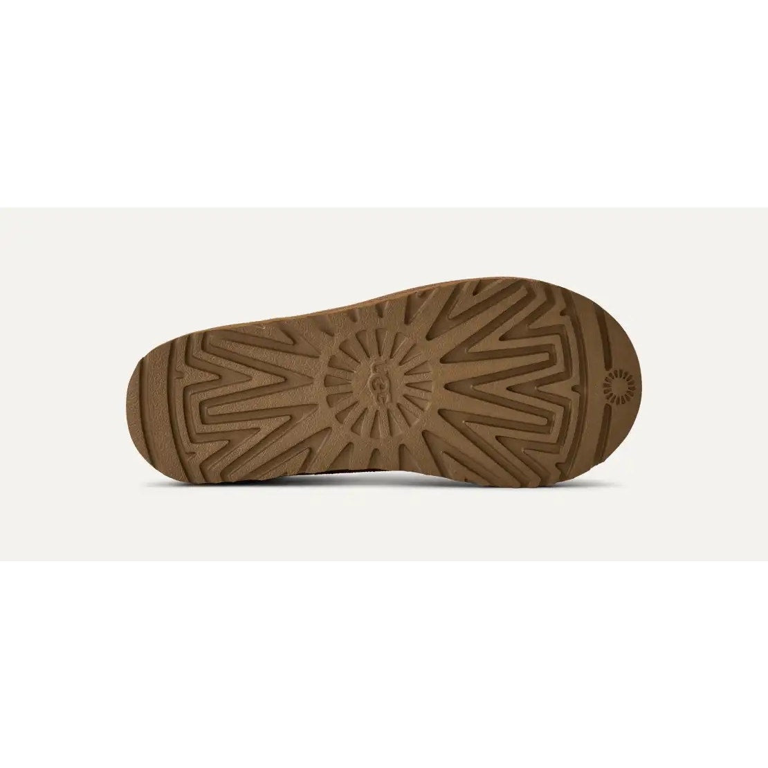 Chestnut UGG Tasman II slippers for women, size 9, shown with plush interior and cozy suede exterior.