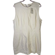 Cream denim mini shift dress by Abercrombie & Fitch in size XL, shown on a hanger with visible details of the fabric and style.