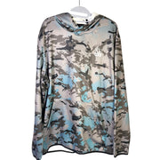 Hulk HUK Men's Cold Front KC Camo Fishing Hoodie in gray blue, size XL, showing front view with hoodie and camo pattern.