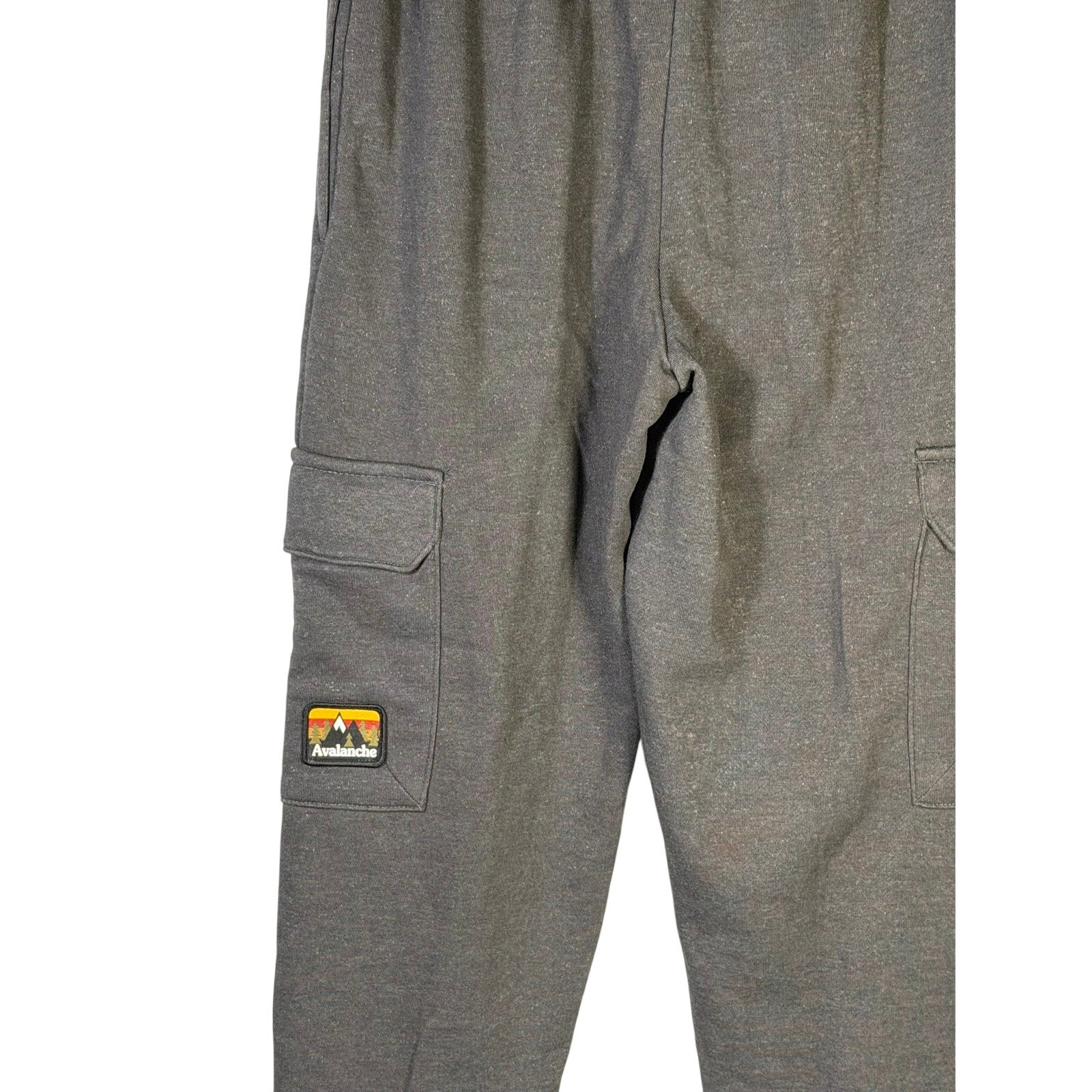 Gray Avalanche Boys cargo jogger sweatpants in size large 14/16, featuring a comfortable fit and functional pockets.