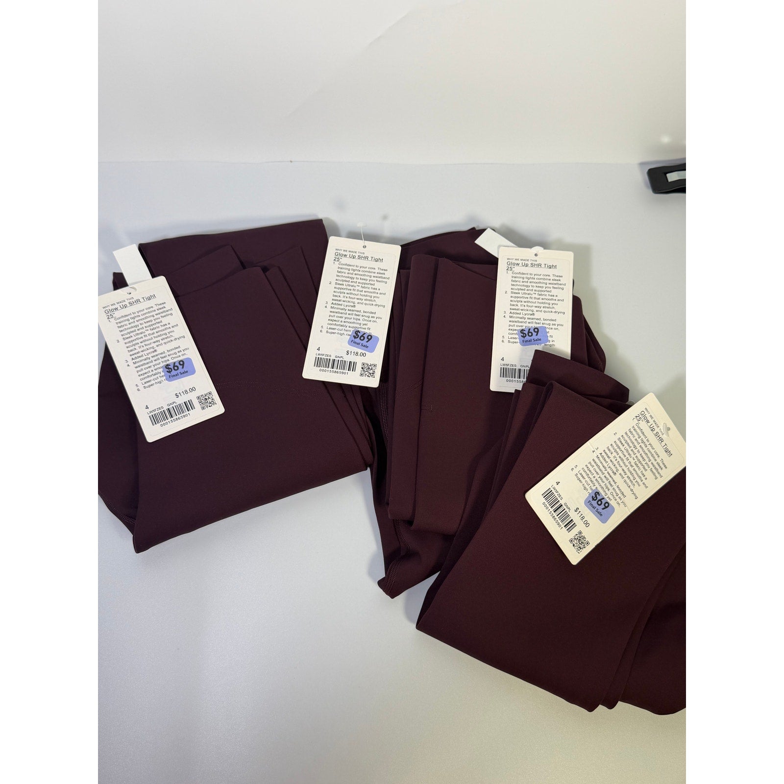 Lululemon Glow Up SHR Tight 25-inch women's leggings in black with a high-rise waistband and sleek athletic fit.