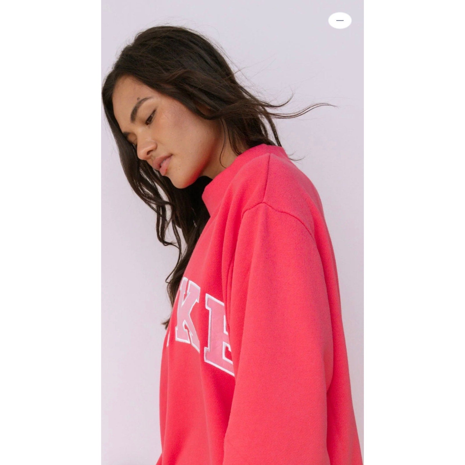 Pink PARKE Heritage Varsity Mockneck Sweatshirt for women, soft pullover with varsity style and comfortable fit.
