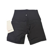 Black Lululemon Align Ribbed High-Rise Shorts 6-inch inseam, women's size 4, with ribbed fabric and high-rise waist.