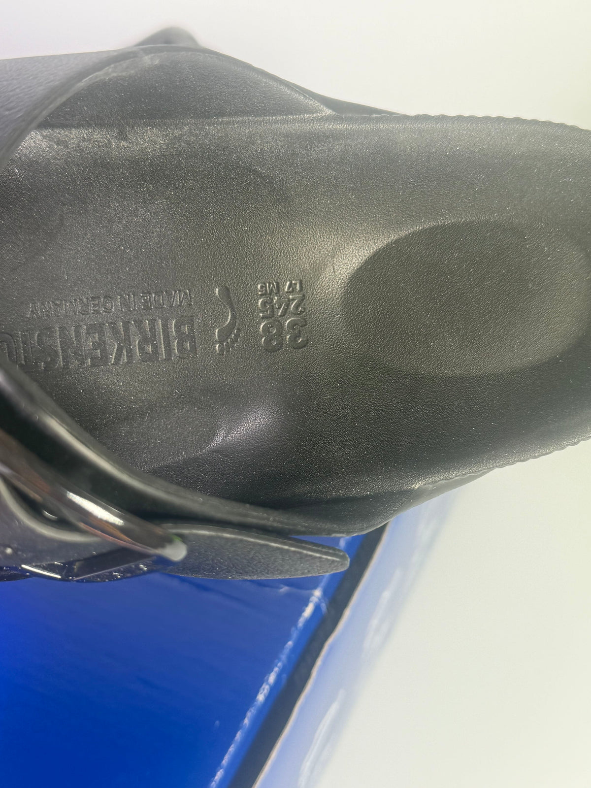 Black Birkenstock Arizona Big Buckle EVA sandals for women, US 7 / EU 38 narrow, showing the open-toe design and adjustable strap