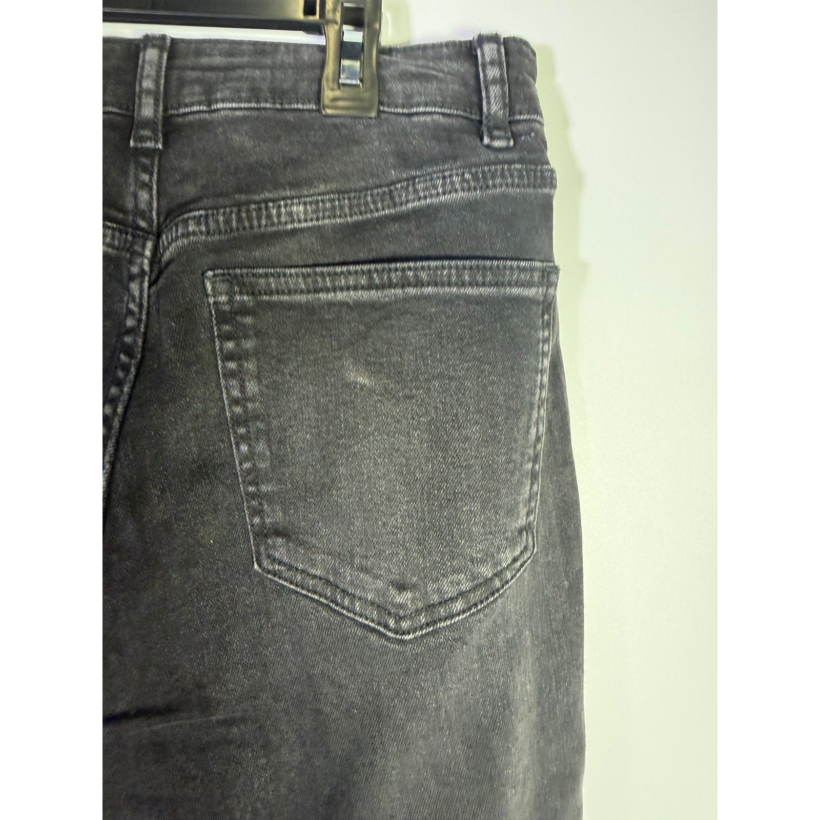 MICHAEL Michael Kors women’s Selma cropped flare jeans in washed black, size 4, with a high-rise fit and distressed details.