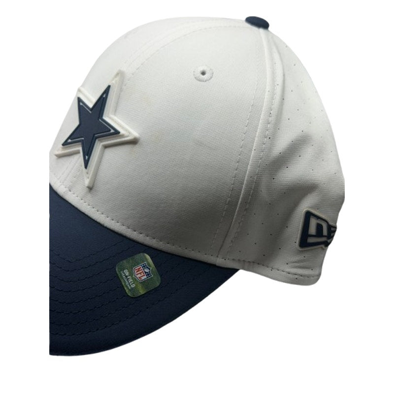 Dallas Cowboys NFL New Era 39THIRTY hat in white and navy, large-XL size, featuring team logo and structured design