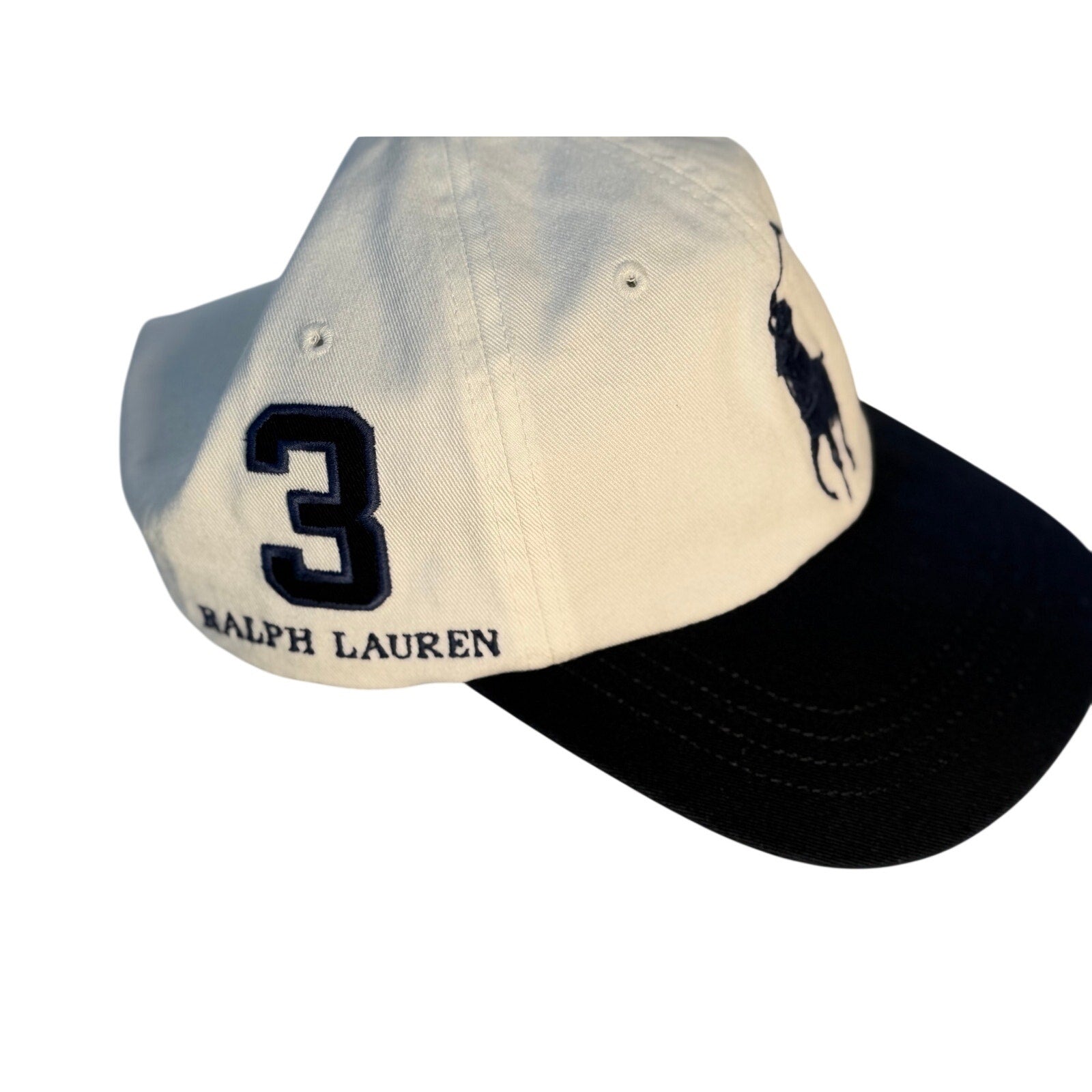 White Polo Ralph Lauren 20th Anniversary Big Pony baseball cap, adjustable fit, new with tags, casual hat for men and women.