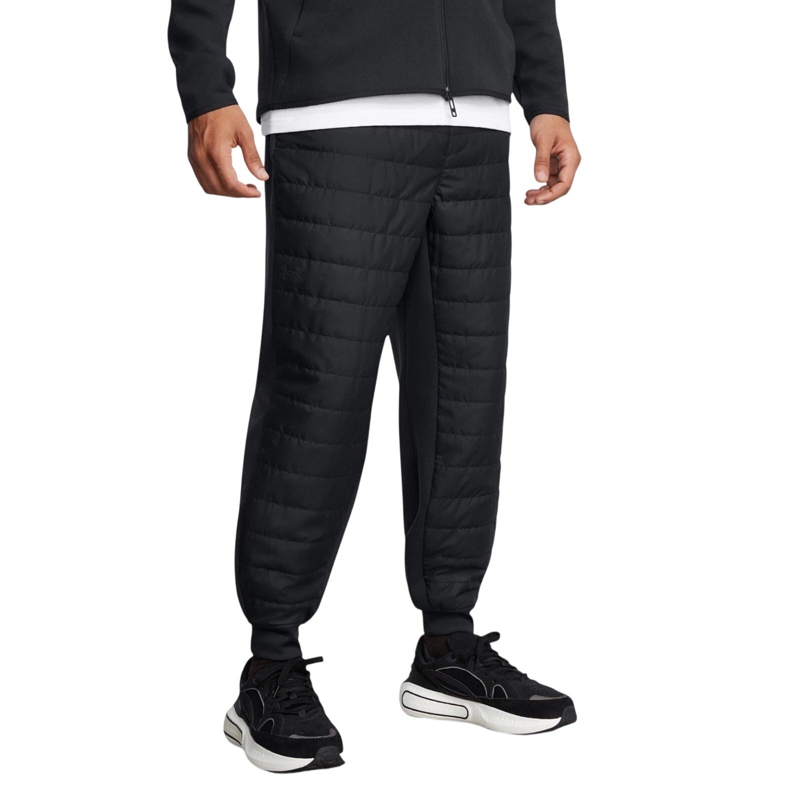 Under Armour Unstoppable insulated jogger pants for men in 3XL, black, loose fit, showing the relaxed design and insulated fabric.