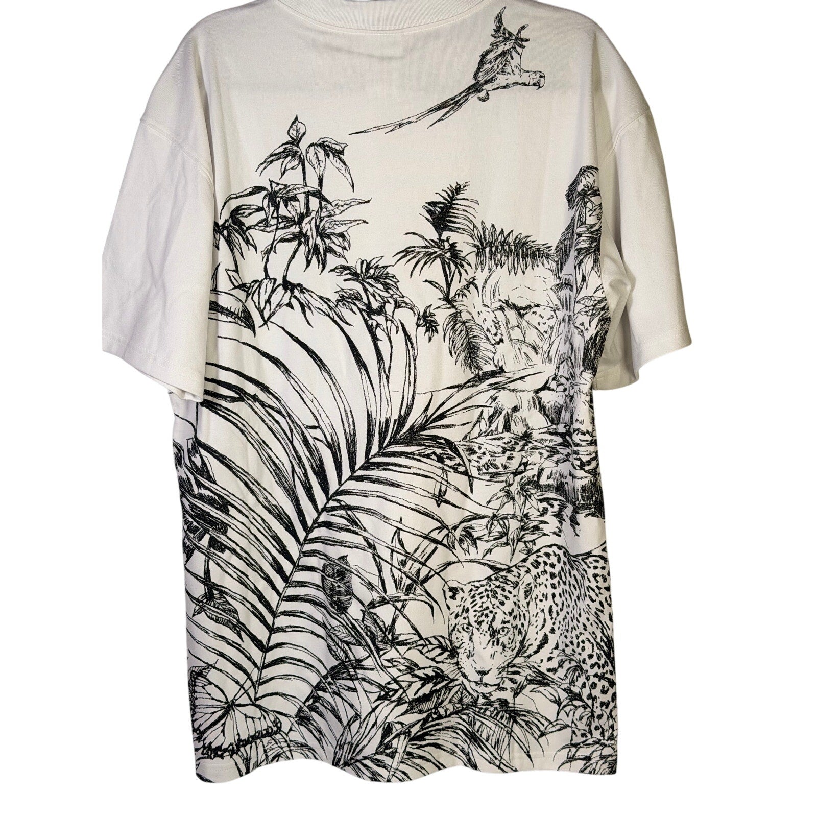 Nike ACG men's Jungle Animal Graphic Dri-FIT T-shirt in small size, featuring a colorful jungle animal print on the front.
