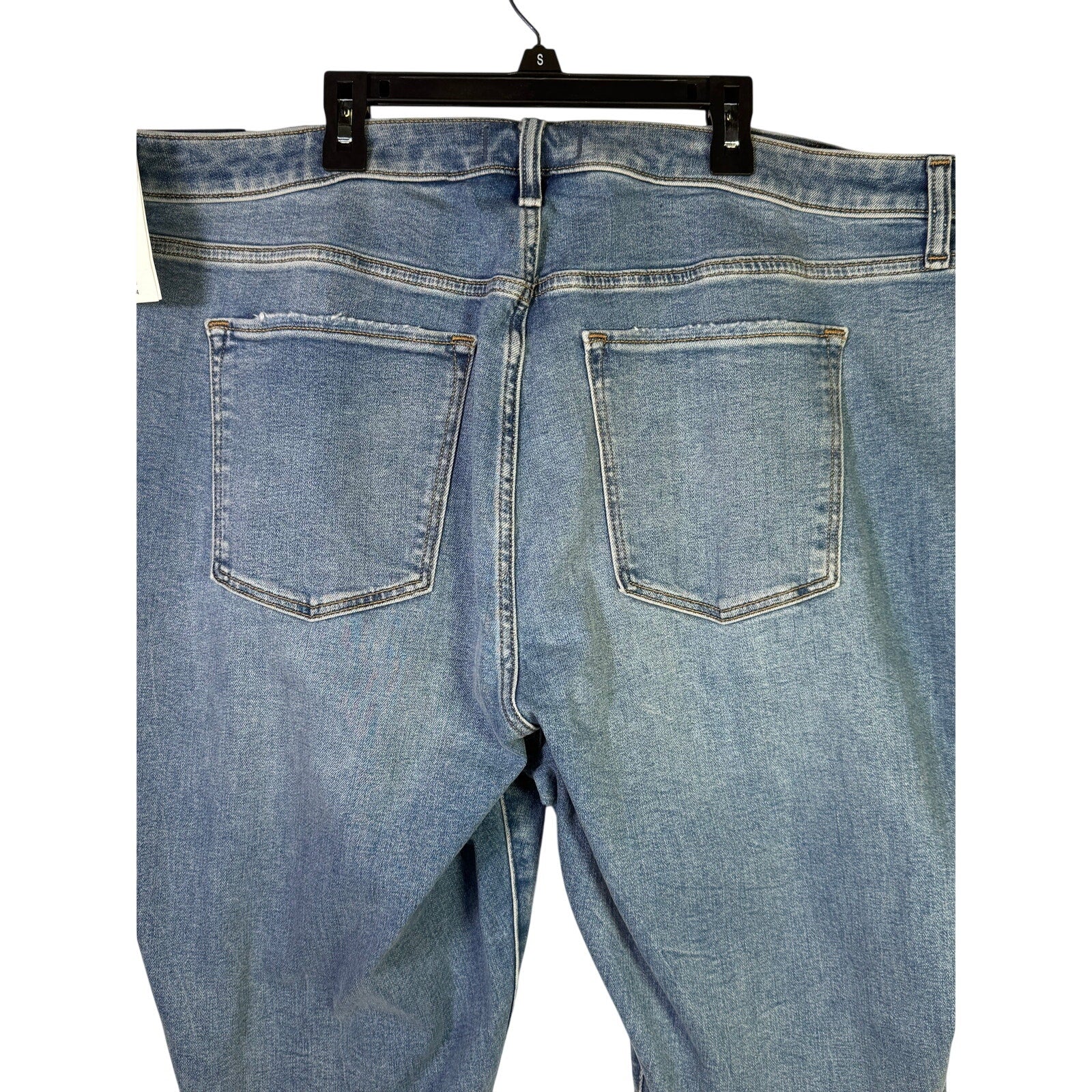 Abercrombie & Fitch Curve Love super skinny ankle jeans for women, size 24R, shown flat with front view and denim fabric.