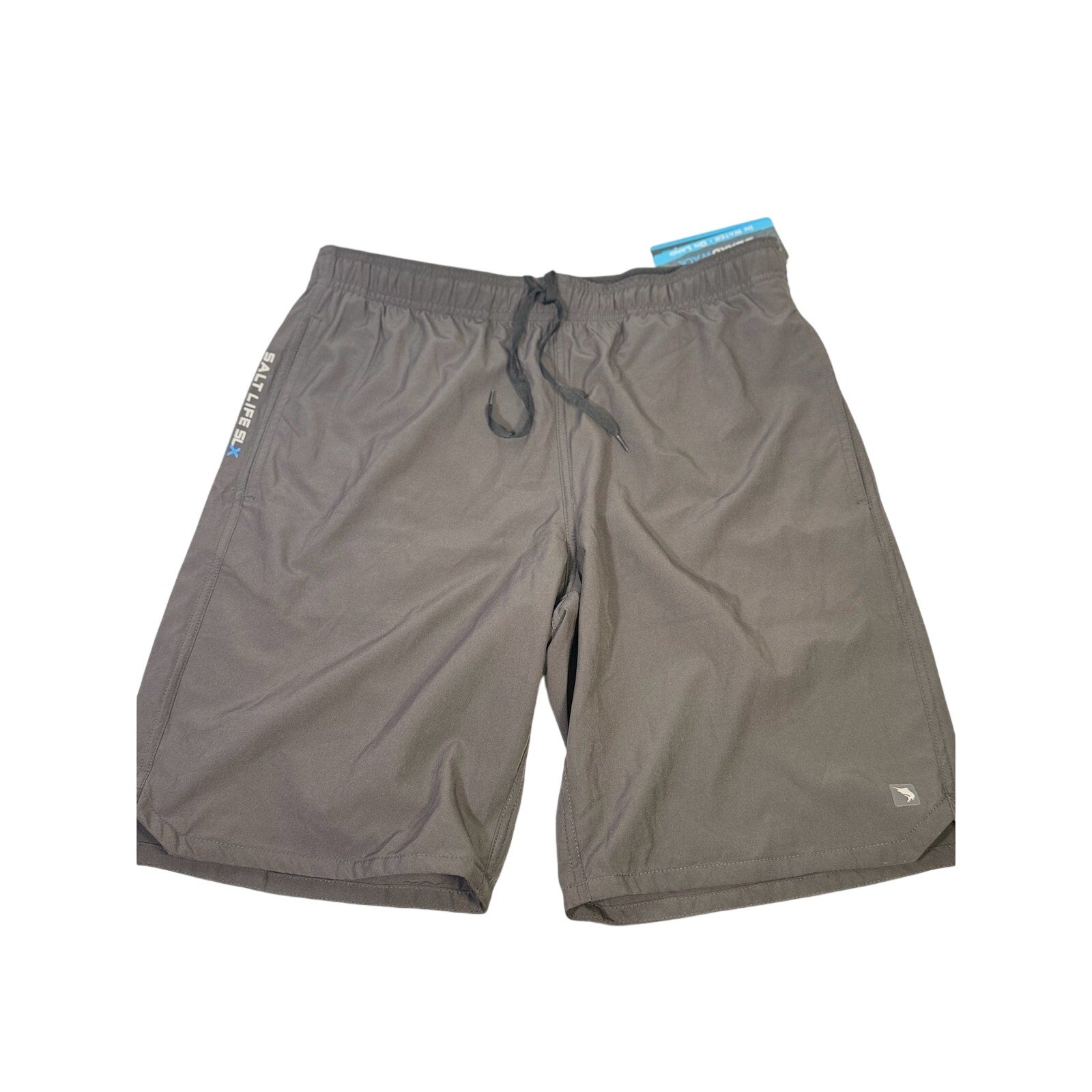 Salt Life men's black Breaker Performance Hybrid Shorts, medium size, showing the casual fit and lightweight fabric.