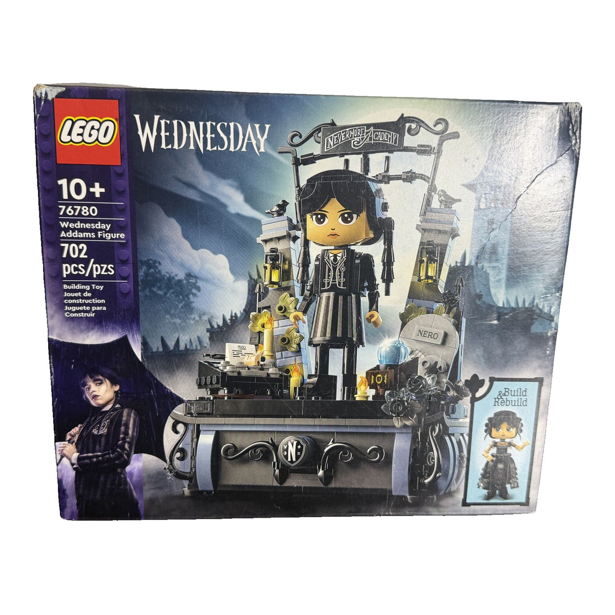 LEGO Wednesday Addams Figure 76780 Build & Rebuild 702 Pieces New Box Wear