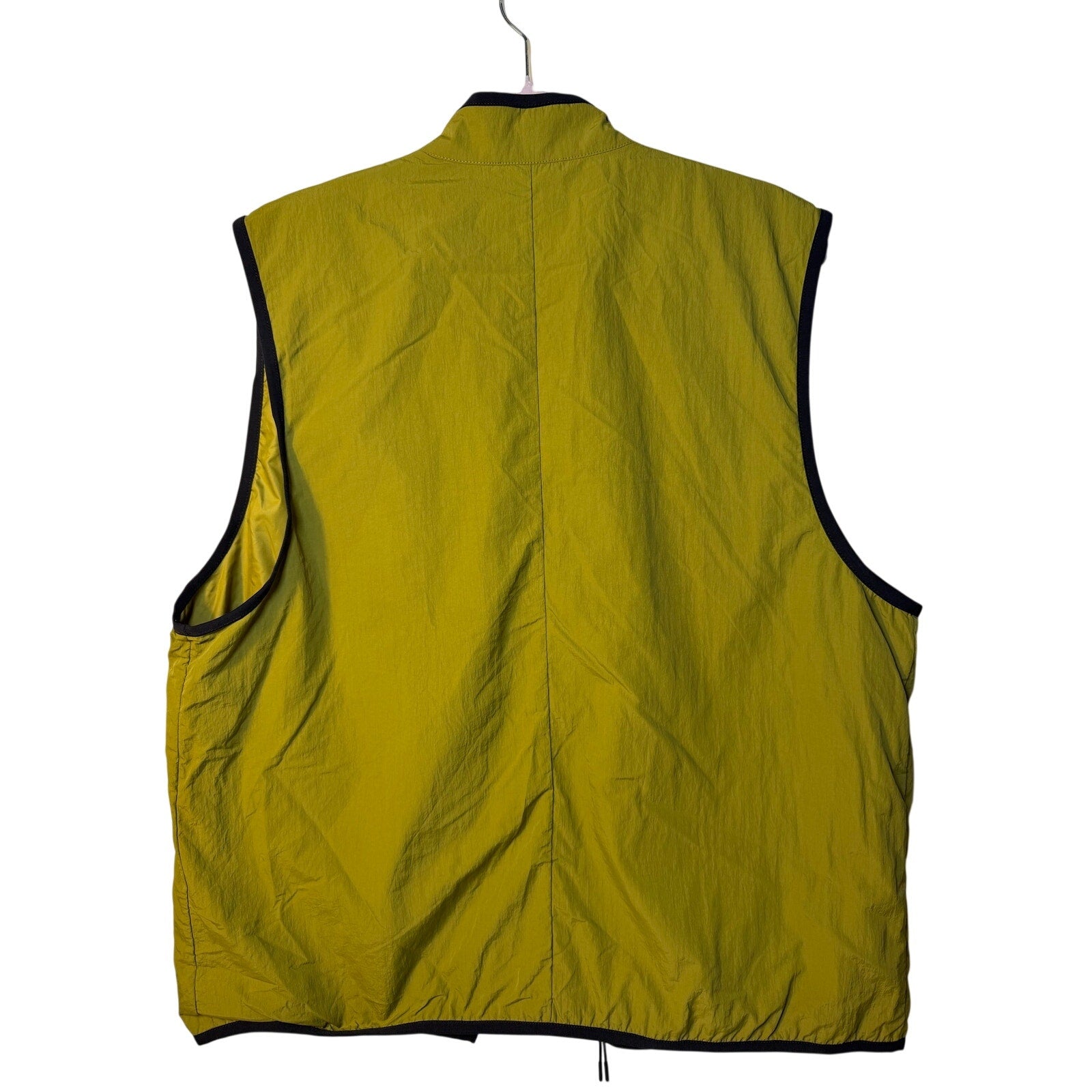 Nike Tech Woven Utility Wind Vest for men, size medium, in green, featuring a full zip and lightweight woven fabric.