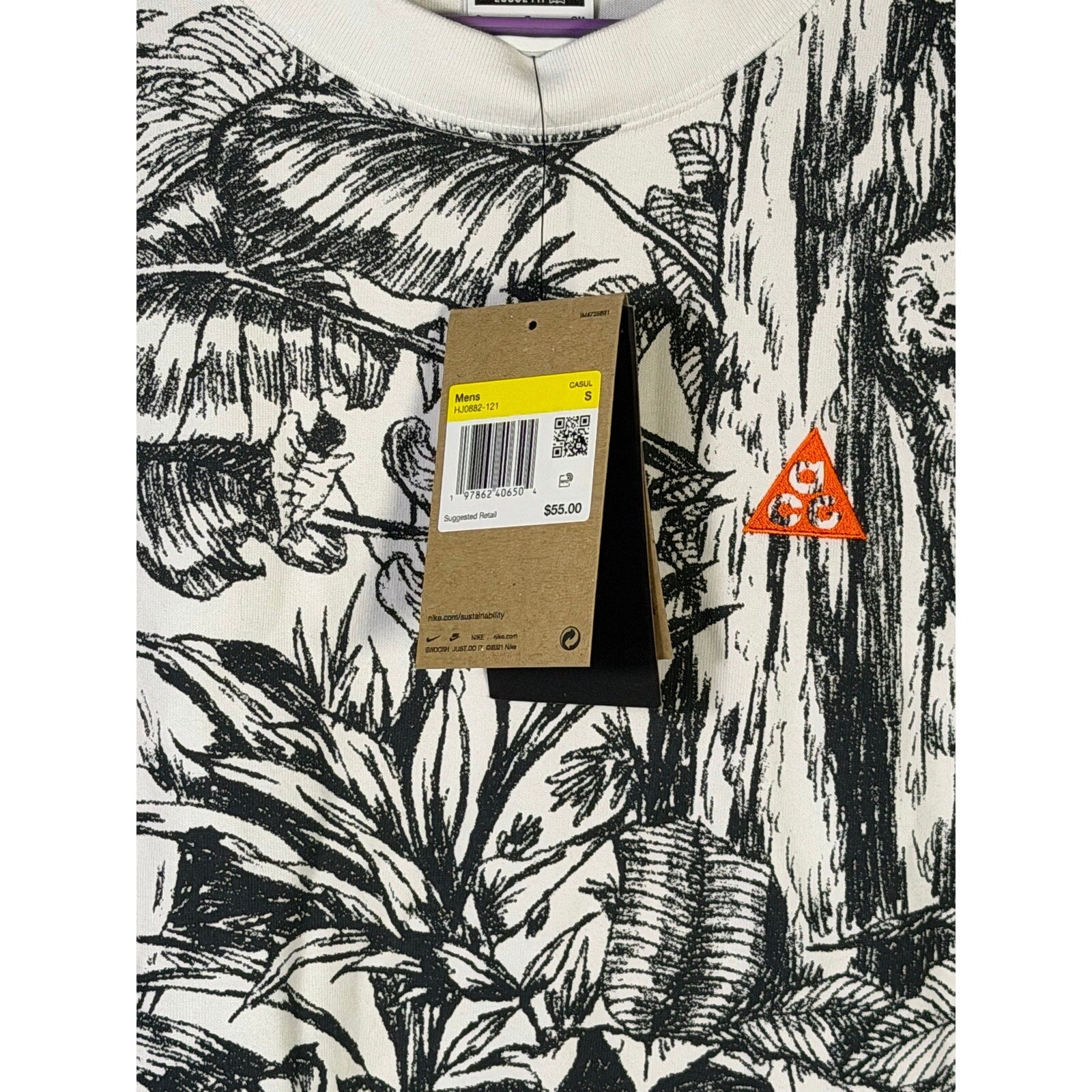 Nike ACG men's Jungle Animal Graphic Dri-FIT T-Shirt in small size, featuring nature-inspired print and athletic fabric.