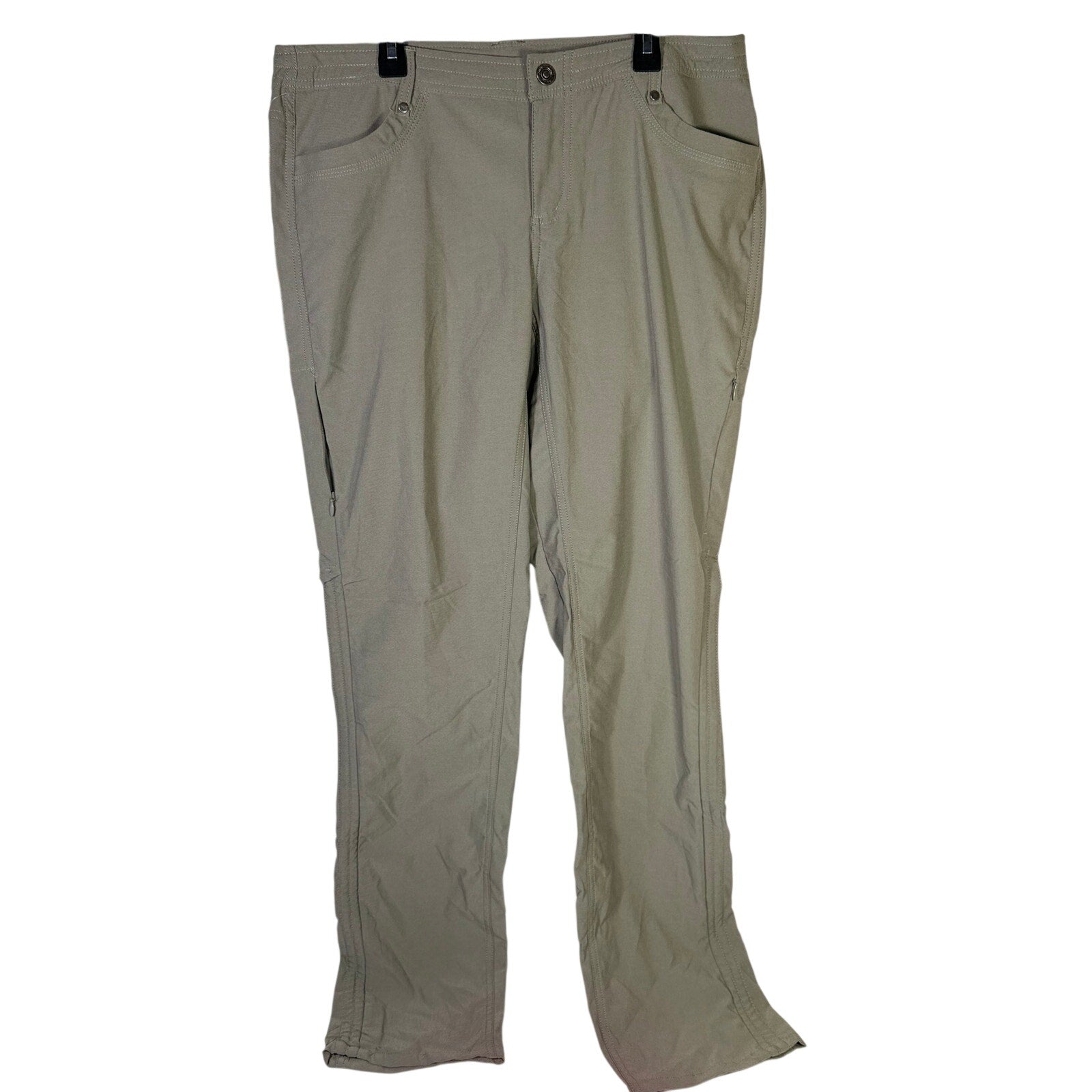 Kühl women's gray hiking performance pants size 12 long, lightweight and breathable outdoor activewear with a comfortable fit.