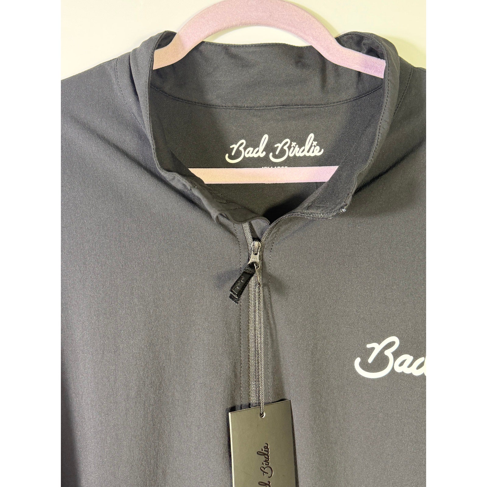 Black Bad Birdie Mechanism quarter zip men's sweatshirt, size XL, featuring a comfortable pullover design and casual style.