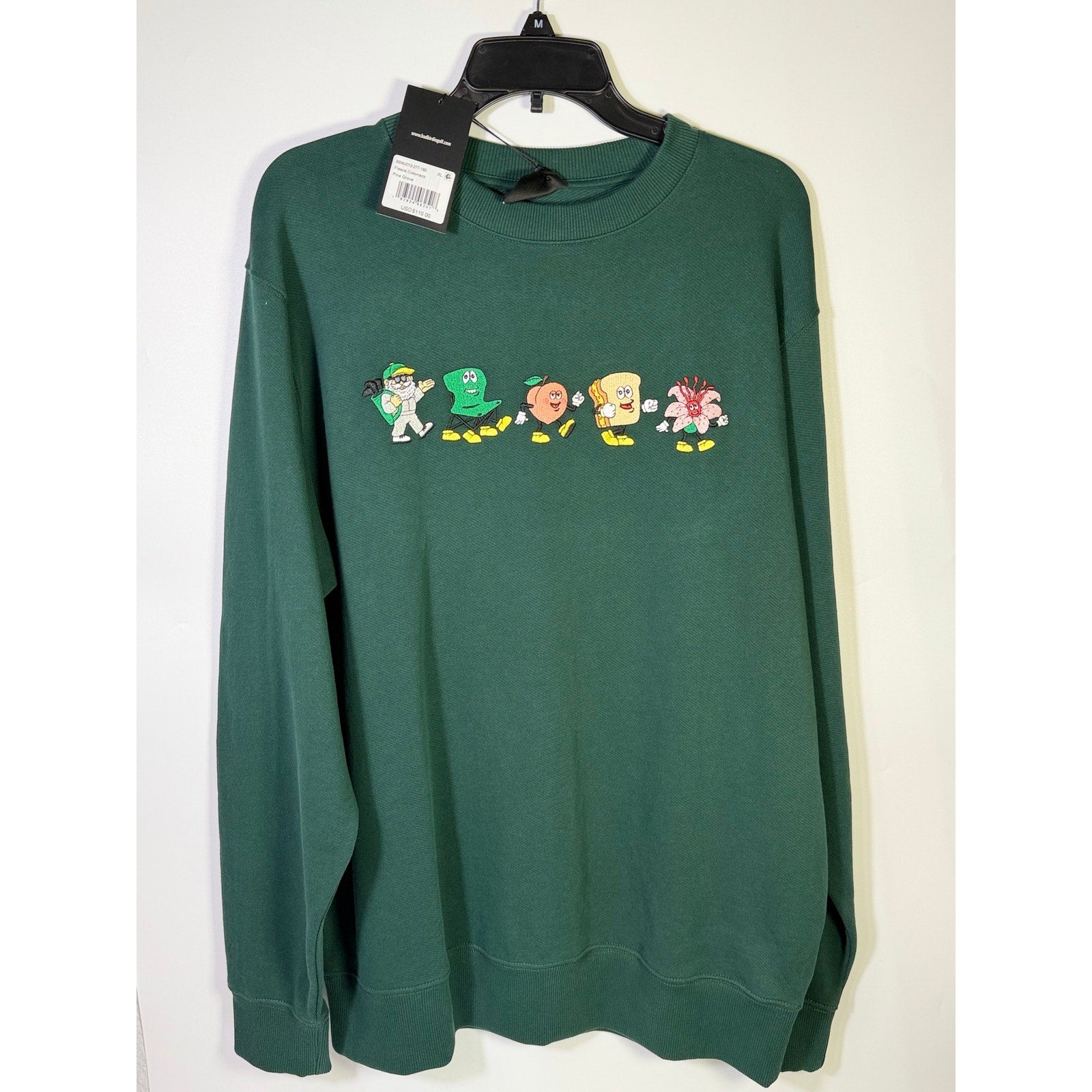 Bad Birdie Pine Grove embroidered golf fleece crewneck sweatshirt for men, size XL, in a cozy, stylish fleece fabric.