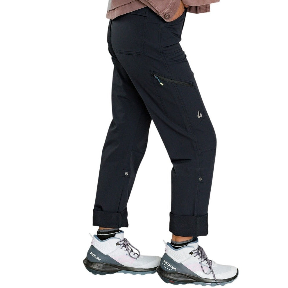 Black Gnara Go There Pants for women, size 00, featuring a GoFly® zipper, styled with a relaxed fit and sleek design.