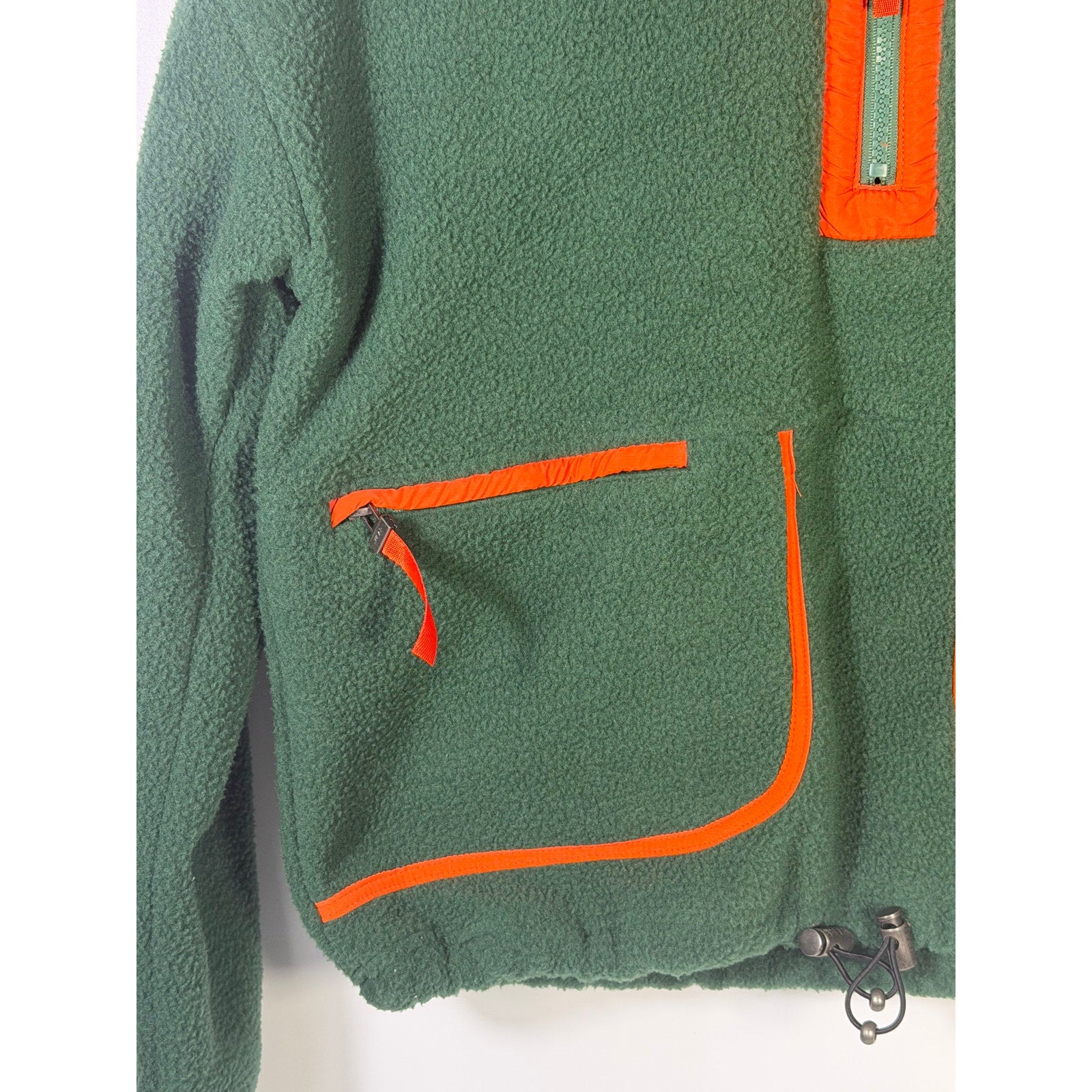 Wear by Erin Andrews women's Miami Hurricanes green quarter-zip fleece sweatshirt, size small, with logo and cozy fleece material.