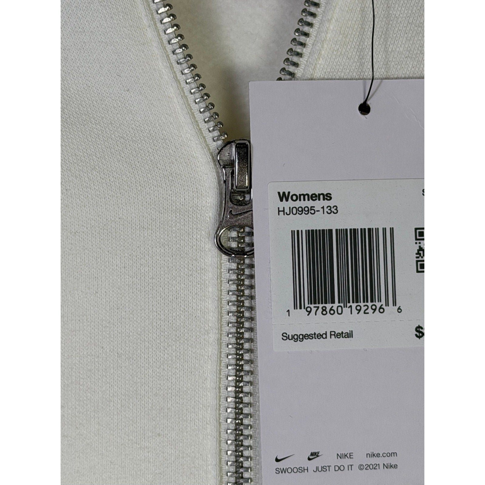 Nike Sportswear women's full-zip hoodie in cream ivory, size XXL, with Nike swoosh logo, new with tags.