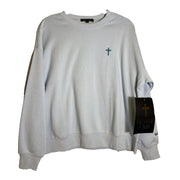 Light blue Revival Club women's crewneck sweatshirt featuring a "Called and Chosen Matthew 22:14" design, size M, new with tags.