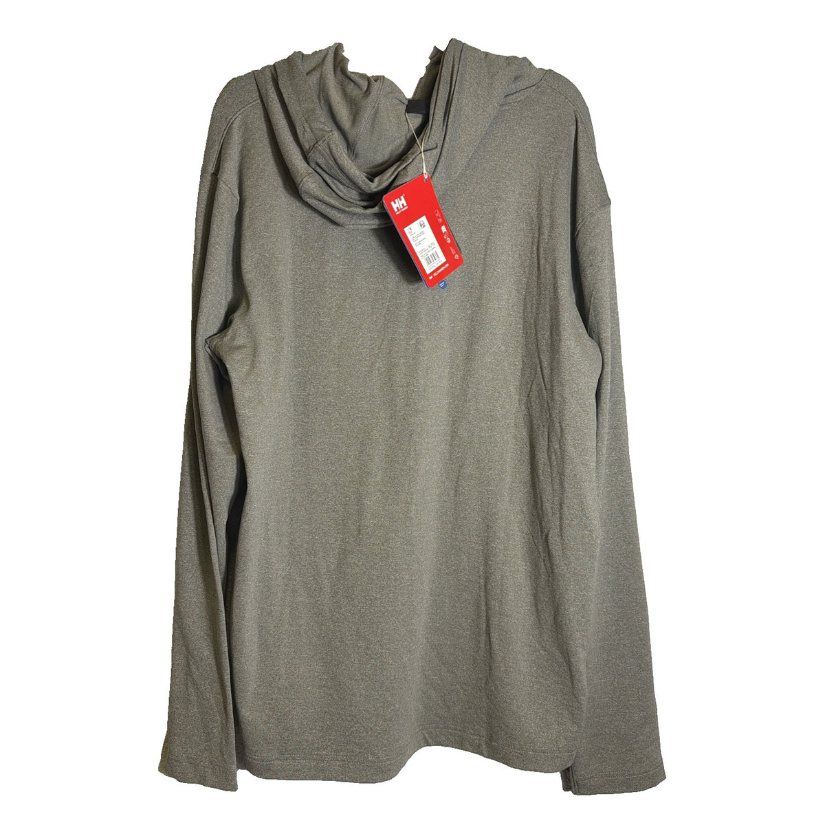 Helly Hansen Verglas Light Men's hoodie in size XL, utility green pullover sweatshirt with hood and front pocket.