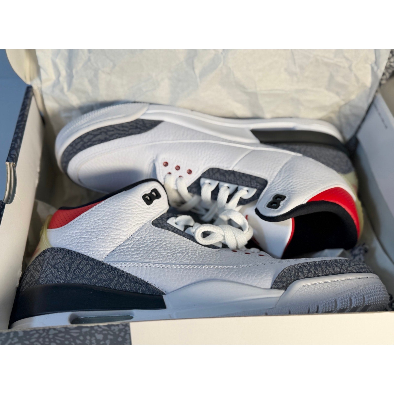 White Cement Air Jordan 3 Retro men's athletic sneakers with classic design and iconic branding, US size 11.
