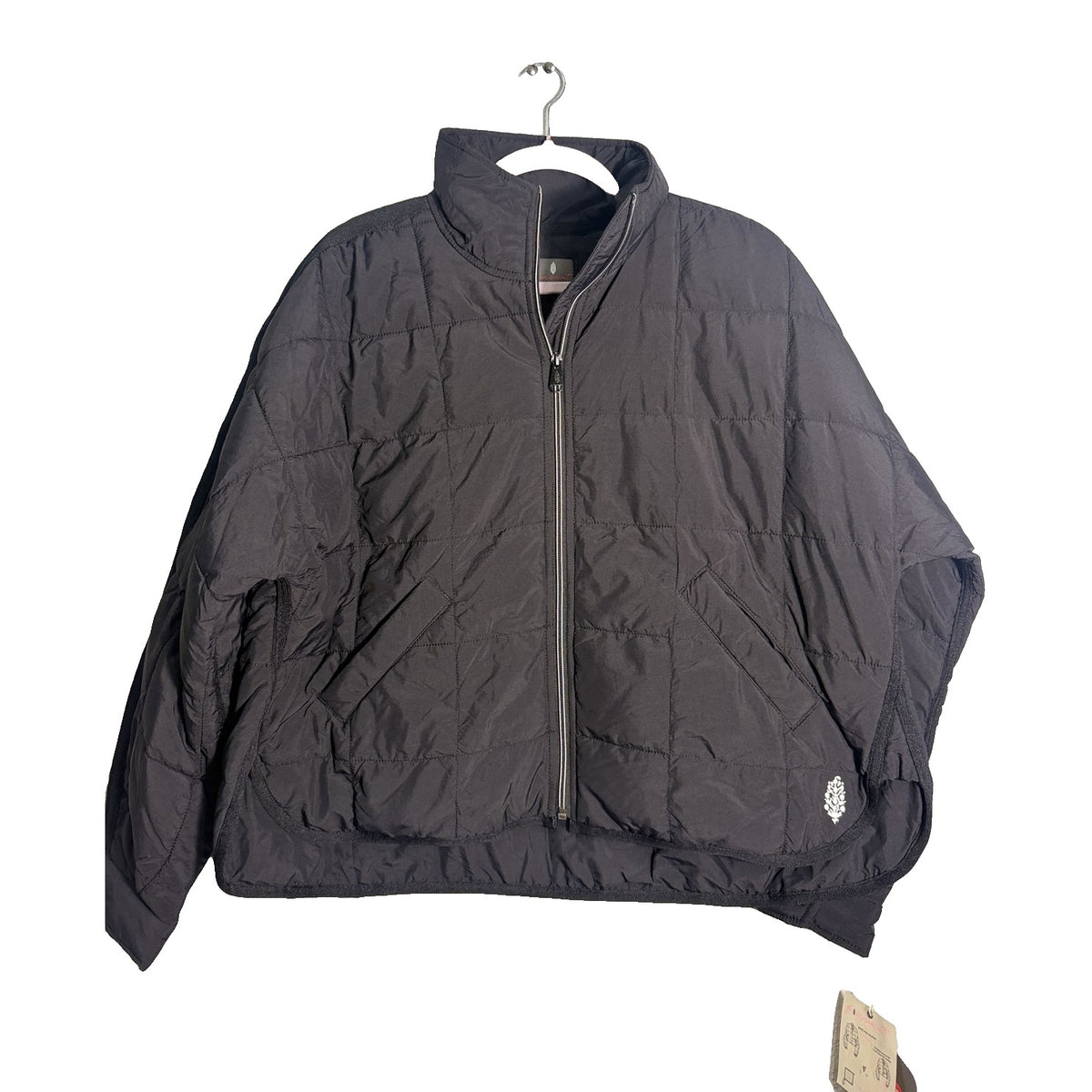 Black Free People Movement Pippa Puffer Jacket with PrimaLoft insulation, women's XS, packable and lightweight outdoor jacket.