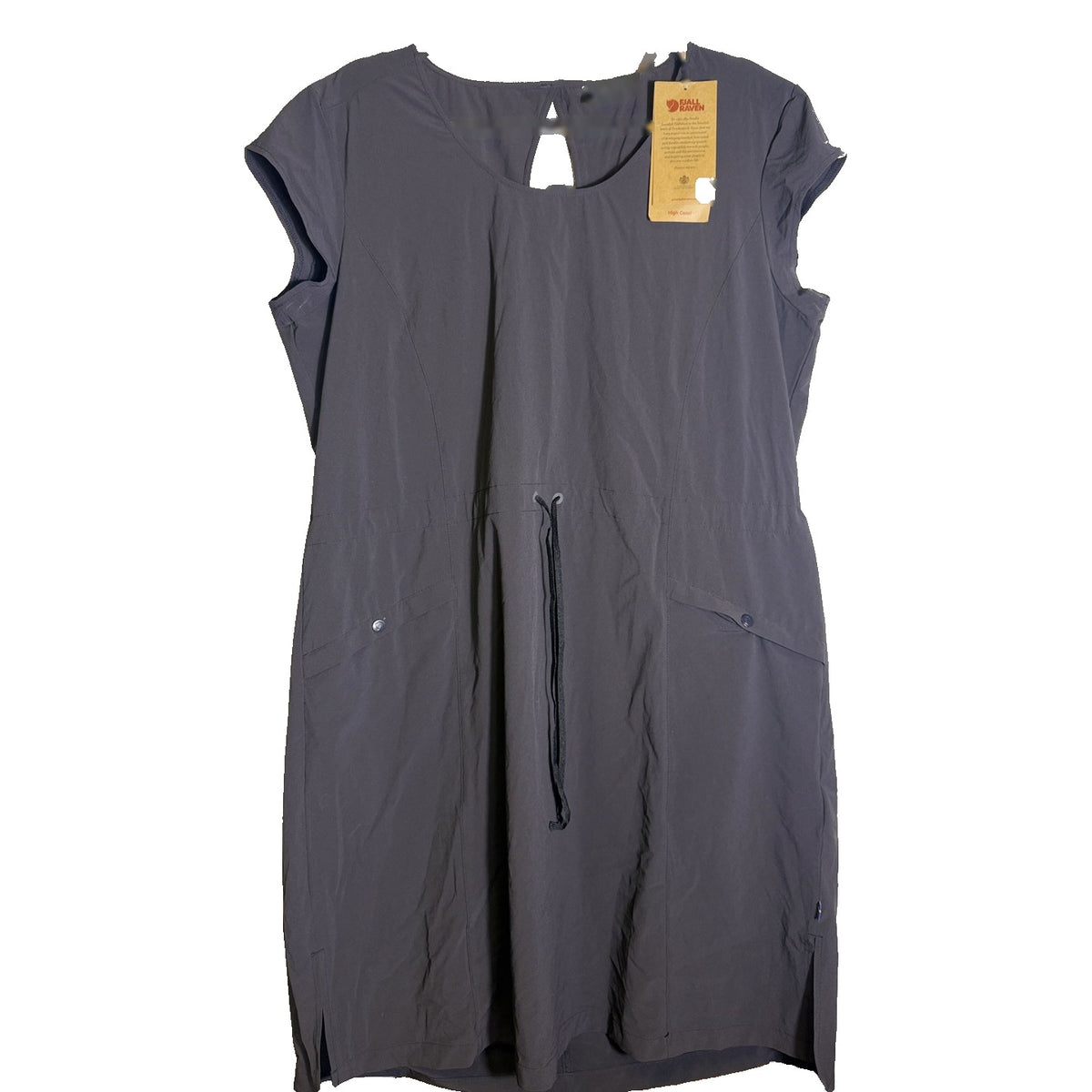 Fjallraven High Coast Lite Dress Women's XL black casual dress made from lightweight fabric, suitable for hiking and travel.