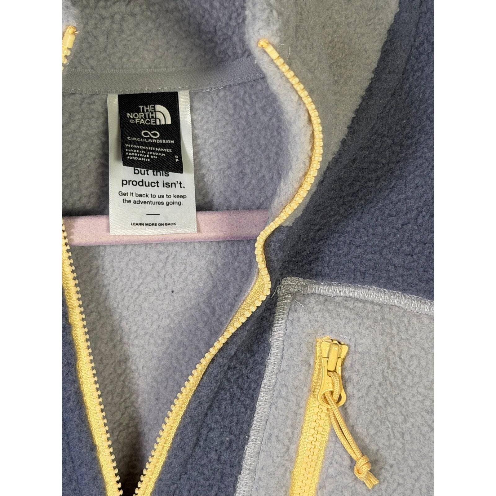 The North Face Women’s Yumiori 1/4 Zip Fleece Pullover in Twilight Galaxy, size S, showing the soft fleece fabric and quarter-zip design.