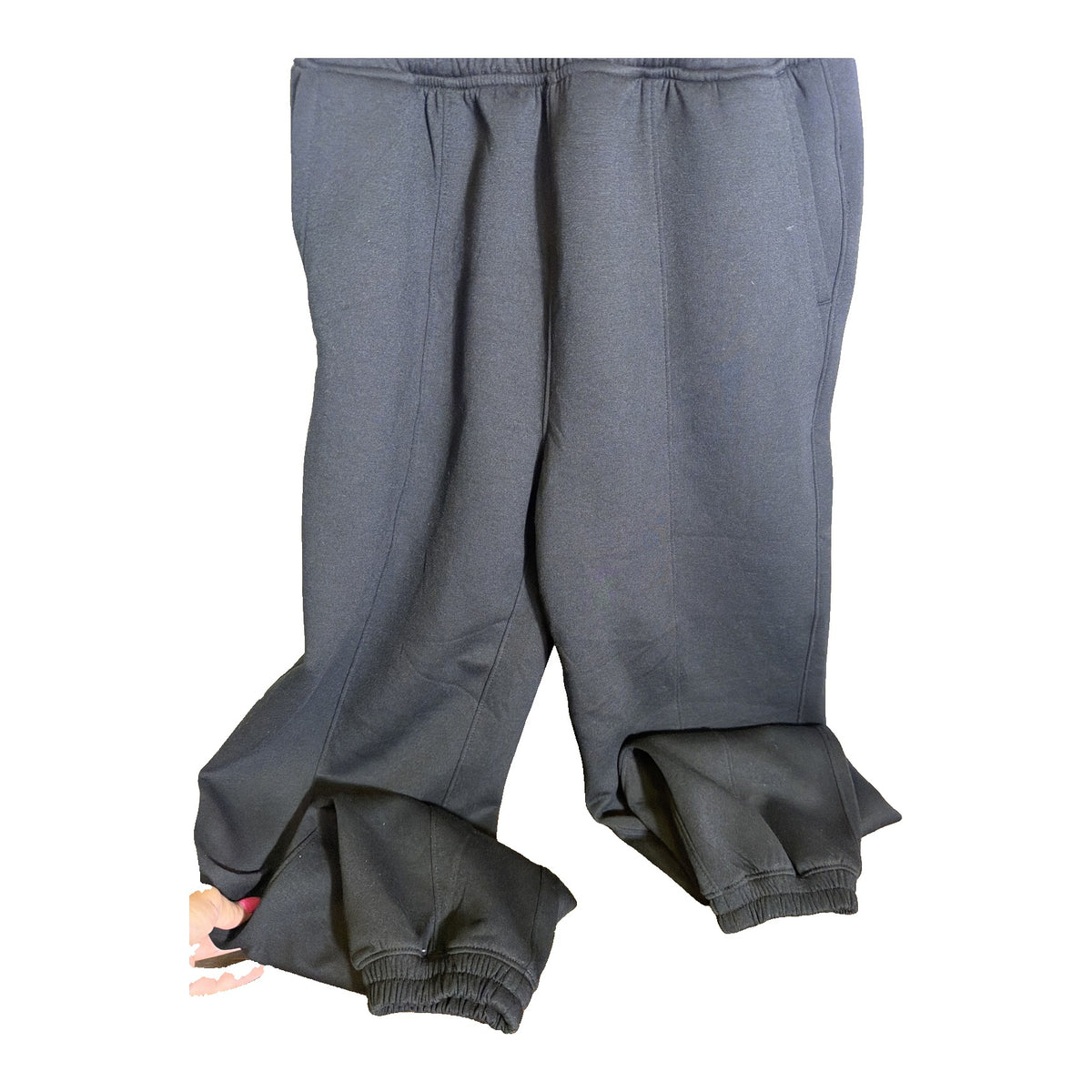 Black Abercrombie & Fitch YPB neoKNIT sleeveless half-zip jogger jumpsuit for women, XXS size, shown flat.