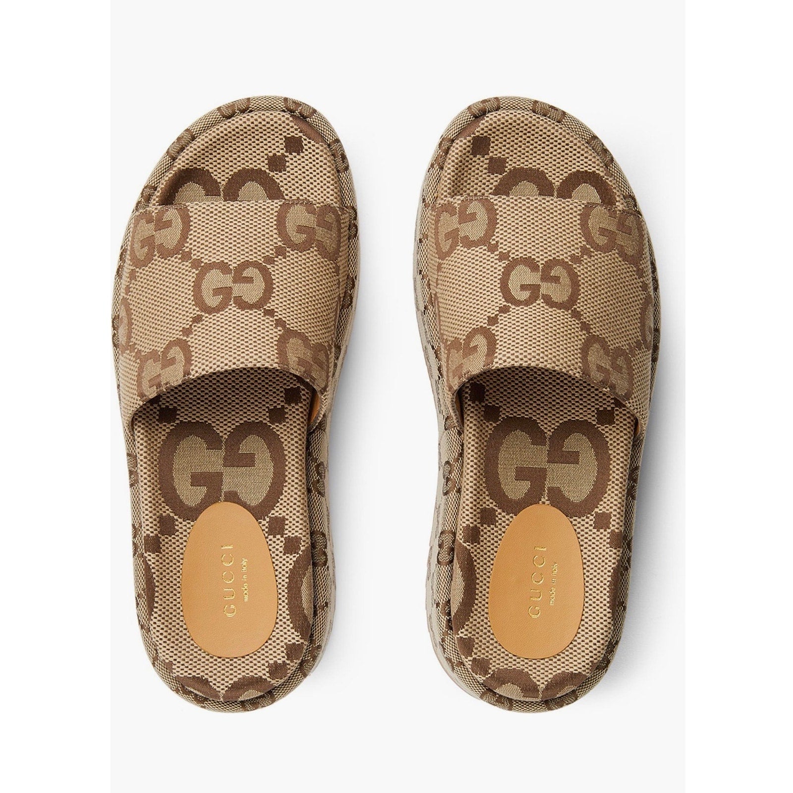 Gucci GG Logo Platform Slide Sandals – Beige/Brown – Women’s Size 8.5 (NIB)