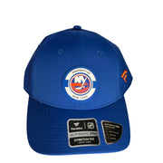 Fanatics New York Islanders blue authentic pro stretch fit hat in size M/L, displayed on a plain background.