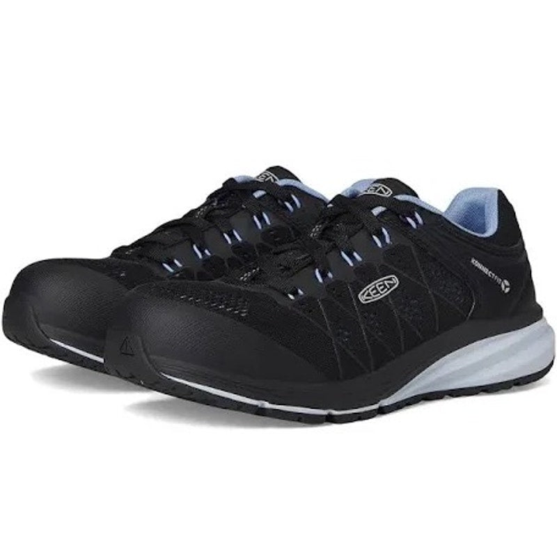 Keen Utility Vista Energy EH women's work shoes in size 6.5, featuring durable black leather and slip-resistant soles.