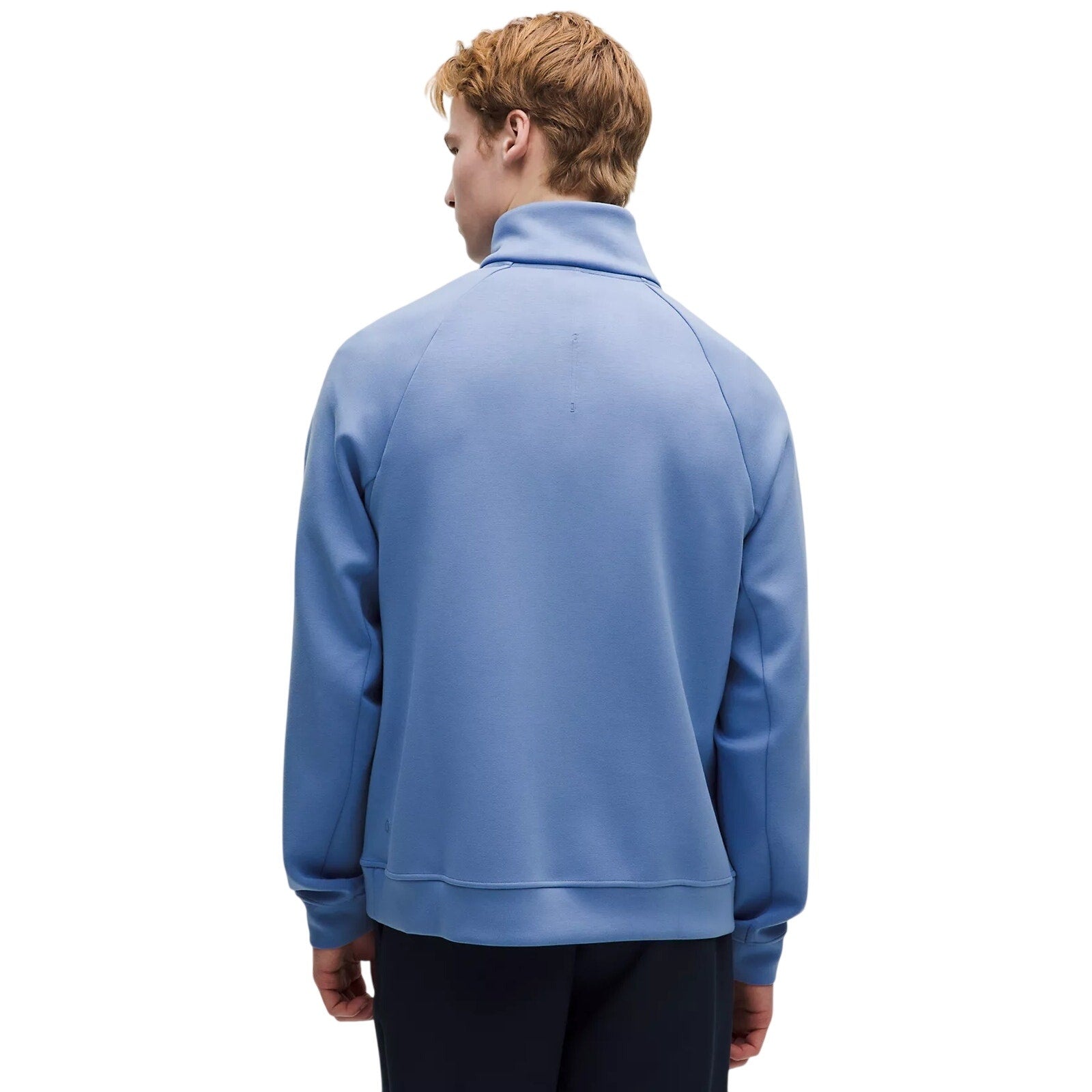 Men's Lululemon Smooth Spacer Quarter Zip sweatshirt in blue, small size, featuring a lightweight, breathable fabric and quarter-zip design.