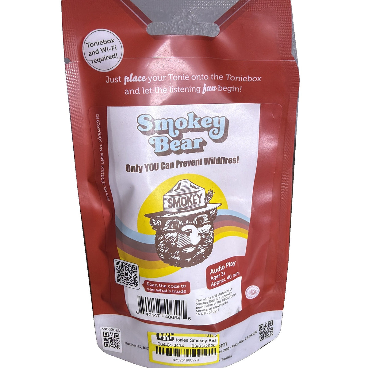 Tonies Smokey Bear Only You Can Prevent Wildfires Audio Character New